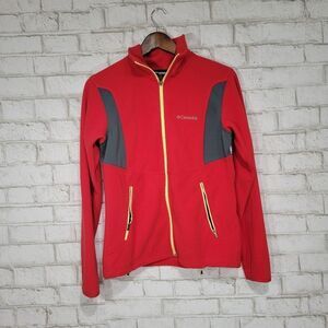Columbia red full zip fleece jacket